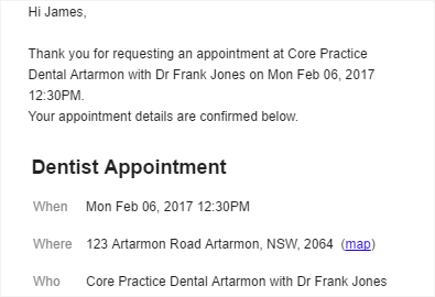 Convenient email appointment notifications