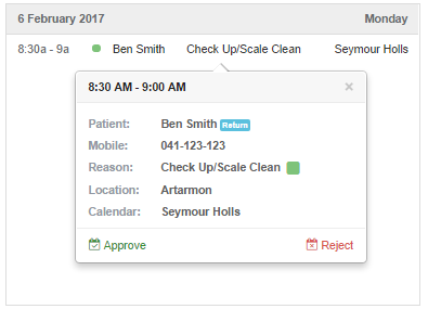 One-click appointment approval